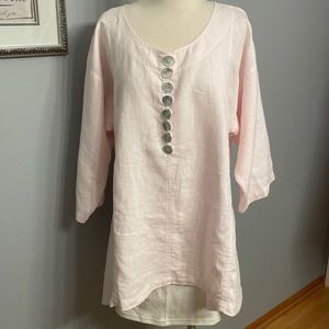 Mosaic USA Women's Multi Button Linen Tunic Relaxed
